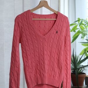 Ralph Lauren sport knitted v-neck pink sweater